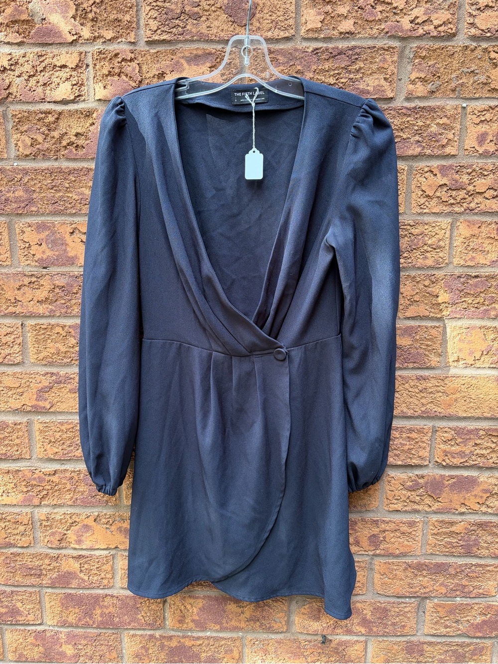 The Fifth Label Navy Wrap Long-Sleeve Dress